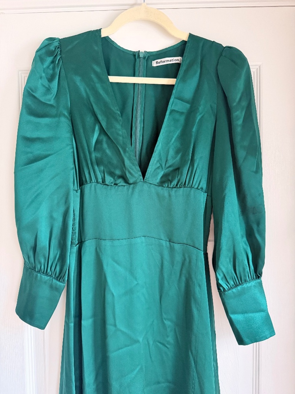 Reformation Emerald Green Silk Midi Dress Size 2